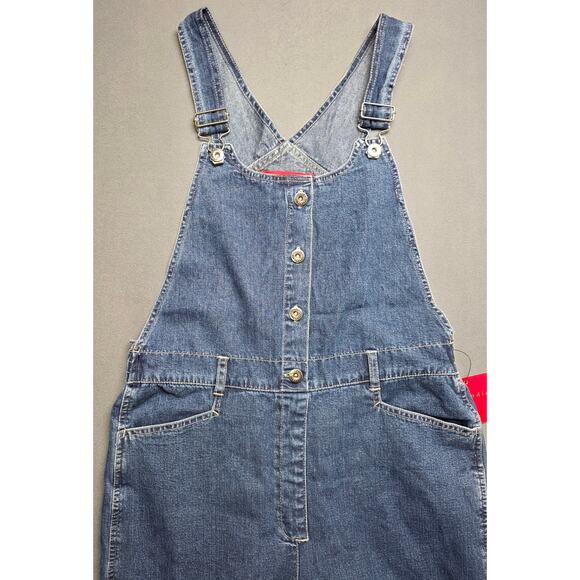 Gloria Vanderbilt VTG Y2K Bib Blue Denim Jeans Overalls Wide Leg Size Medium NEW - Picture 4 of 6